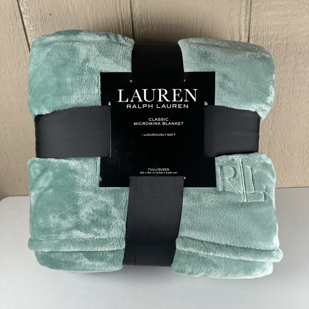 Lauren Ralph Lauren Classic Micromink Blanket Full/Queen 90"x90" Turquoise Soft